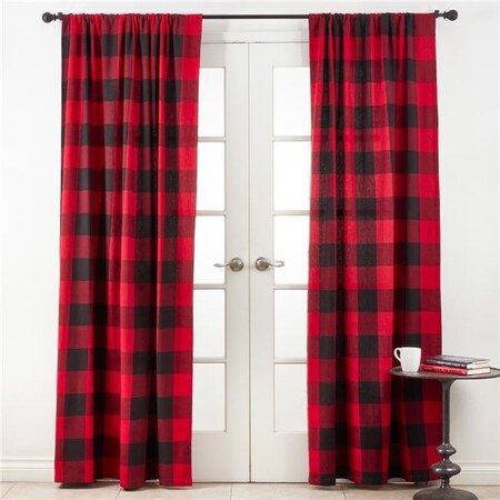 Saro Lifestyle SARO 9025.R5484 54 x 84 in. Cotton Buffalo Plaid Curtains - Red 9025.R5484